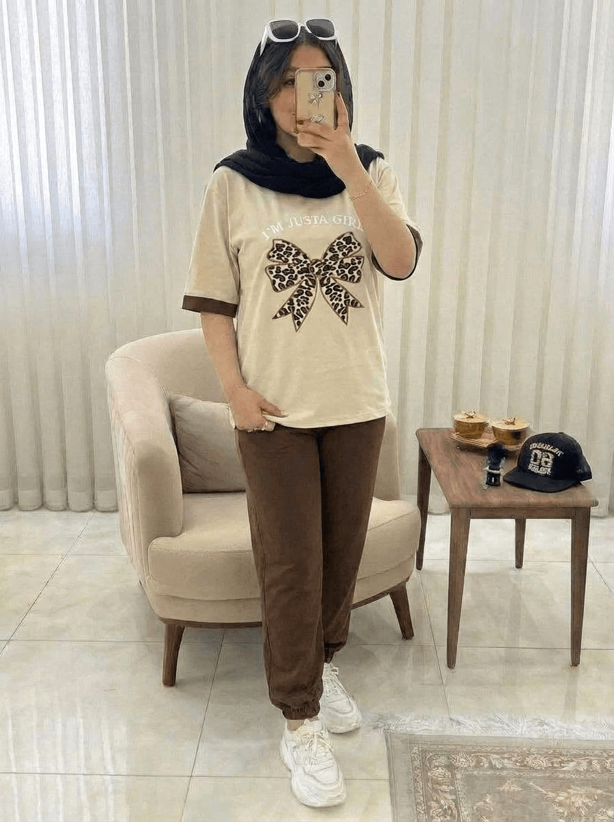 ست تیشرت و شلوار زنانه ژیوا جنس پنبه گلکسی (کد: ۱۲۱۷۴)