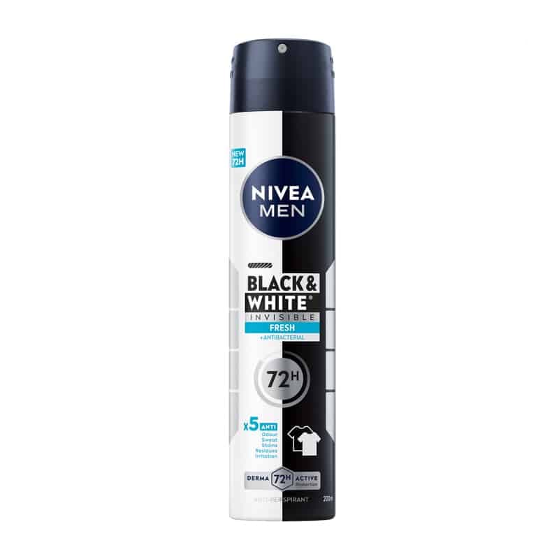 اسپری ضدتعریق 72 ساعته مردانه نیوآ Nivea Black & white Invisible Fresh(200 میل)