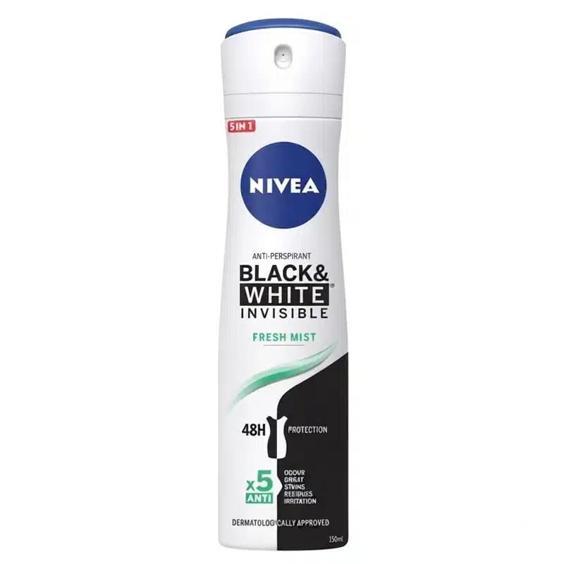 اسپری ضدتعریق 48 ساعته نیوآ Nivea مدل Black &amp; White Invisible Fresh Mist(150 میل)