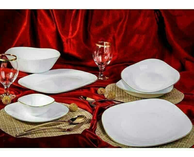 سرویس 26 پارچه ارکوپال مربع لب طلا