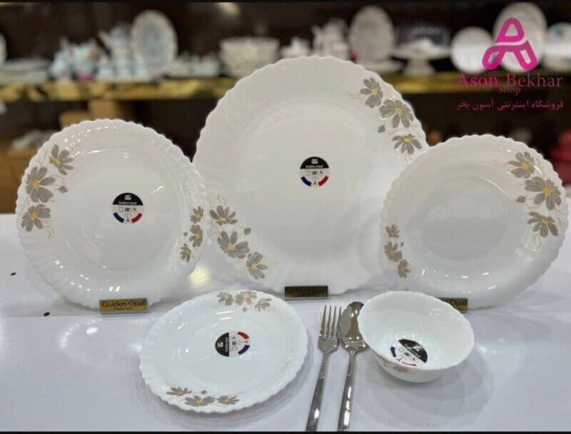 سرویس 25 پارچه کنگره گلدن اوپال طرح شقایق طوسی