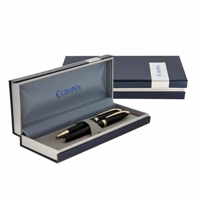 ست جفتی خودنویس و خودکار یوروپن مدل رینگ (RING) مشکی و طلایی