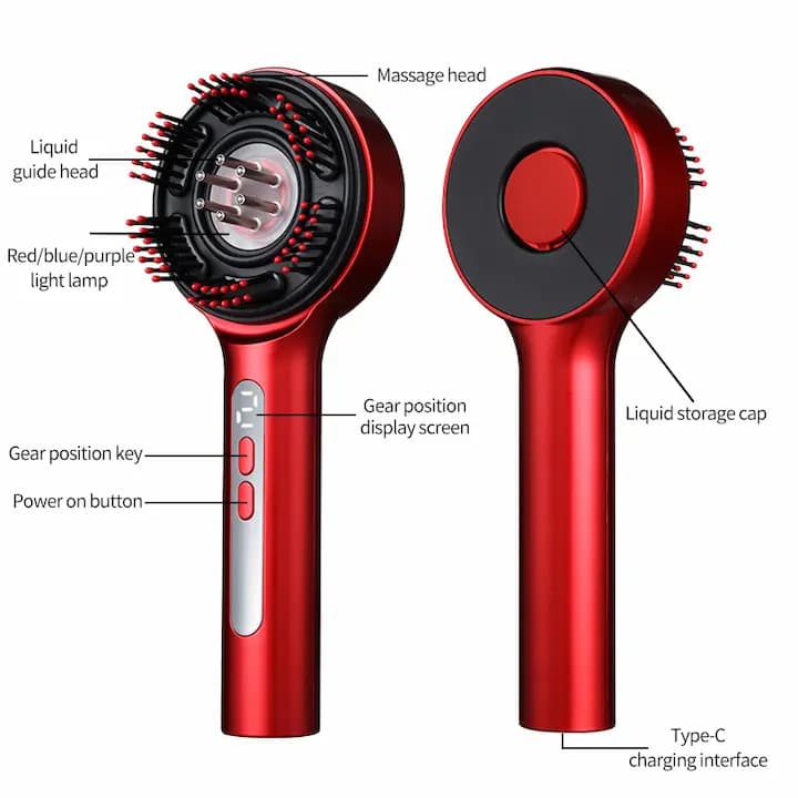 برس ماساژ سر شنگ شی مدل HT-S18 مناسب تقویت رشد مو، با قابلیت پخش روغن و تونیک تقویت کننده — تصویر ۲