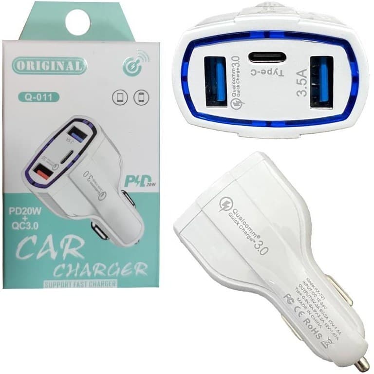 شارژر فندکی 3 پورت یک پورتPD فست Original Q-011 — تصویر ۲