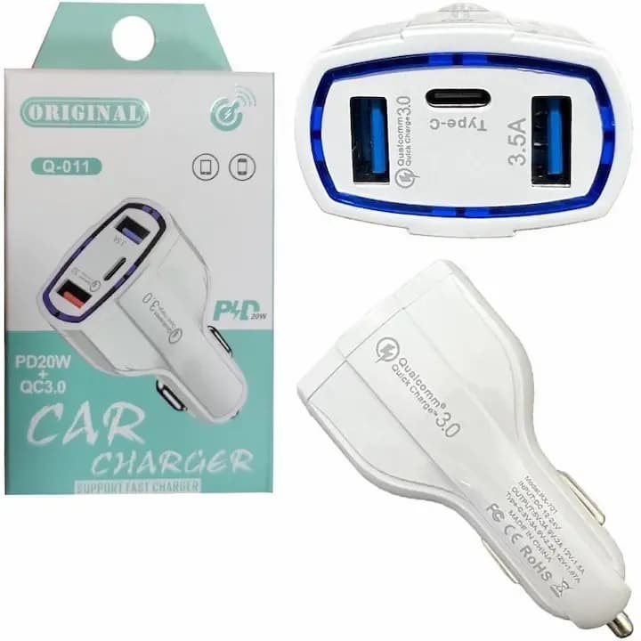 شارژر فندکی 3 پورت یک پورتPD فست Original Q-011
