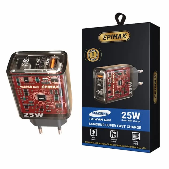 آداپتور EPIMAX EU-150 USB+PD 25W — تصویر ۲