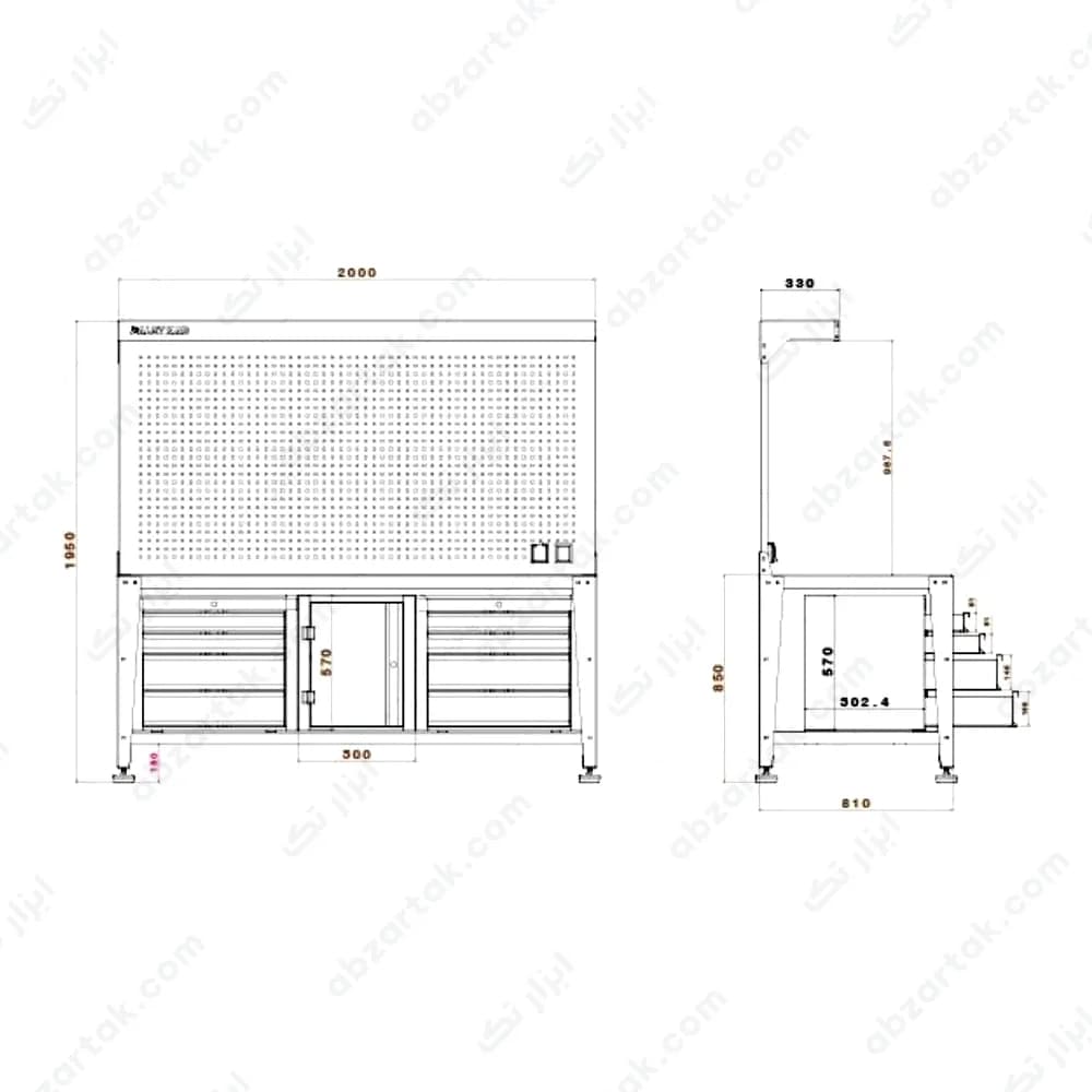 میز کار تعمیرگاهی مدل D-1801-L — تصویر ۳