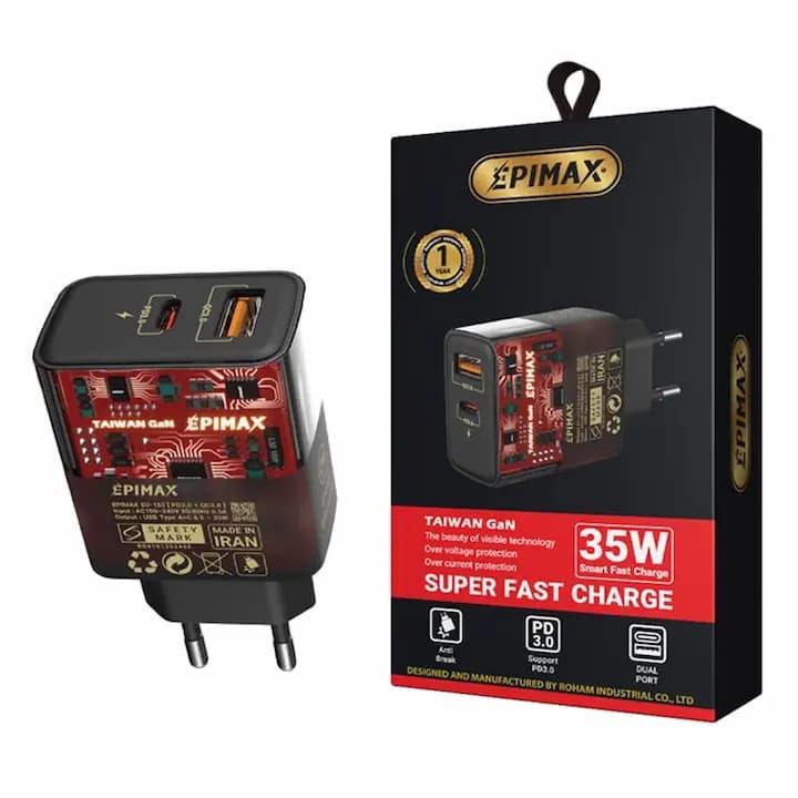 آداپتور EPIMAX EU-153 USB+PD 35W