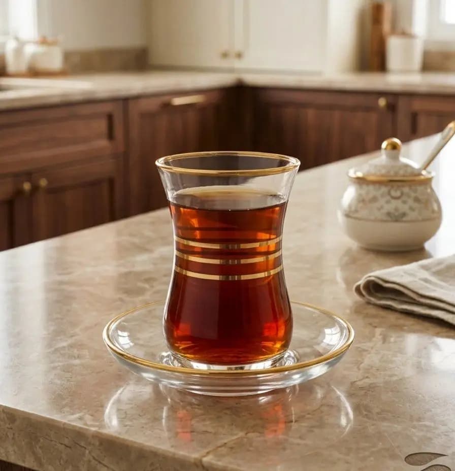 استکان نعلبکی کمر باریک لب طلایی پاشاباغچه