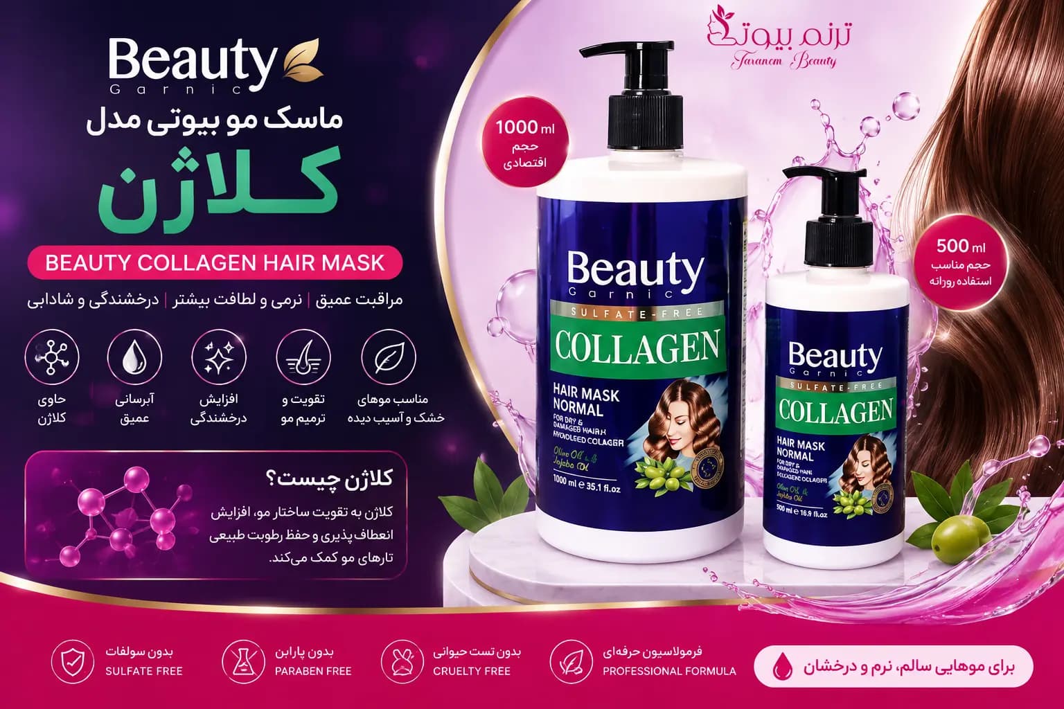 ماسک مو بیوتی مدل کلاژن Beauty Collagen Hair Mask — تصویر ۳