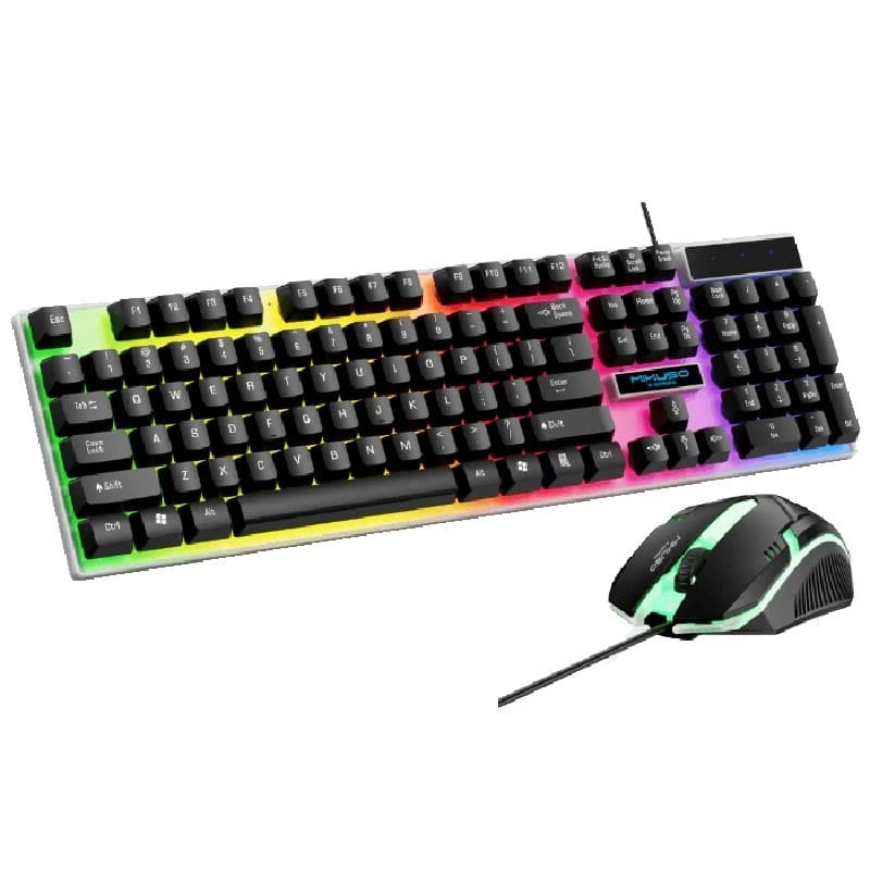 کیبورد و موس گیمینگ سیم دار بک لایت RGB میکاسو مدل XK-01