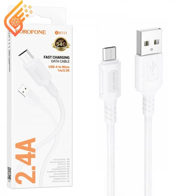 کابل اندروید میکرو USB بروفون طول 1 متر مدل BOROFONE BX111