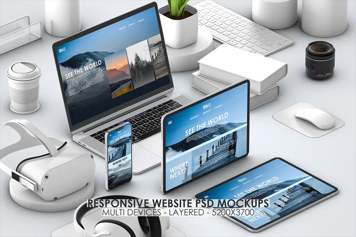 موکاپ چند دستگاهی وب سایت ریسپانسیو