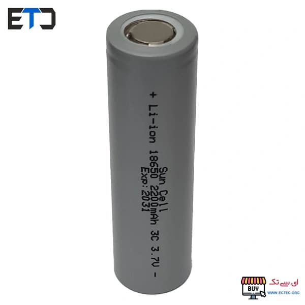 باتری لیتیوم یون 3.7v سایز 18650 3C-2200mAh سان سل SUNCELL