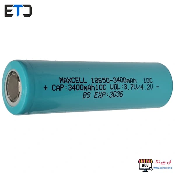 باتری لیتیوم یون 3.7v سایز 18650 10C-3400mAh مکسل maxcell — تصویر ۴