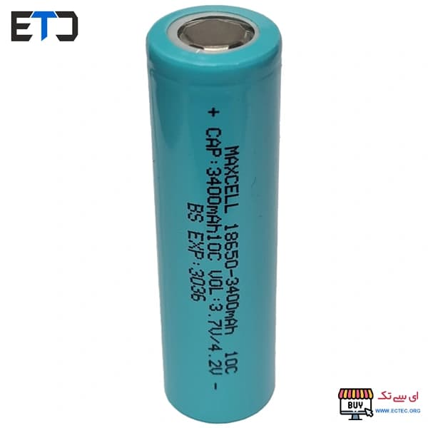 باتری لیتیوم یون 3.7v سایز 18650 10C-3400mAh مکسل maxcell