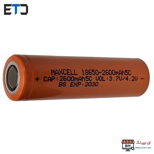باتری لیتیوم یون 3.7v سایز 18650 5C-2600mAh مکسل maxcell — تصویر ۴