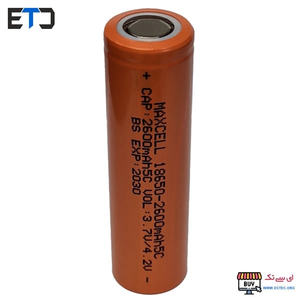 باتری لیتیوم یون 3.7v سایز 18650 5C-2600mAh مکسل maxcell — تصویر ۲