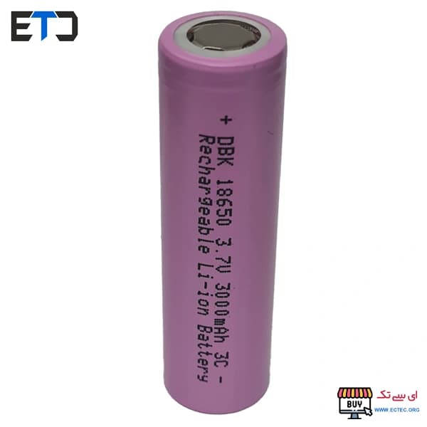 باتری لیتیوم یون 3.7v سایز 18650 3000mAh مارک DBK