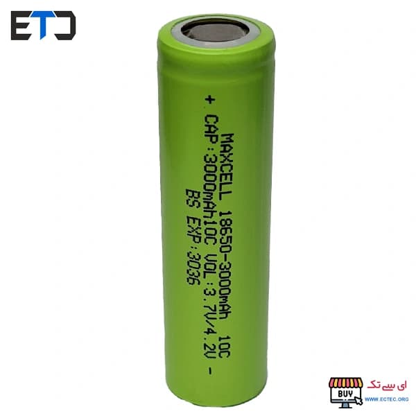 باتری لیتیوم یون 3.7v سایز 18650 10C-3000mAh مکسل maxcell
