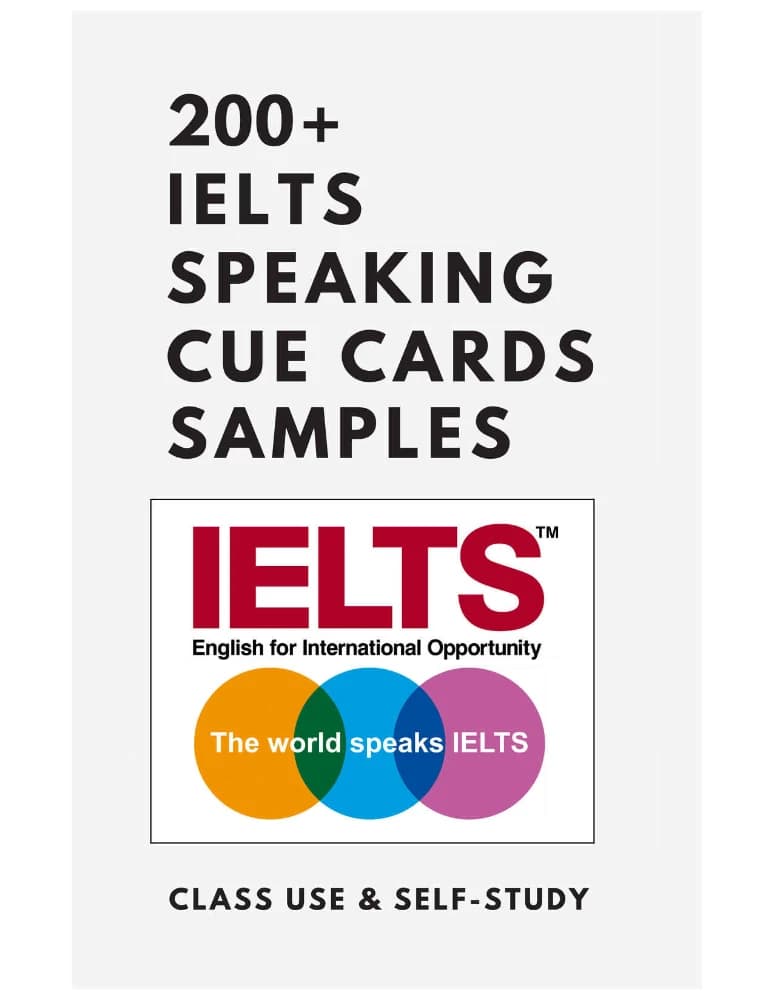 کتاب 200 IELTS Cue Cards (۲۰۰ کارت کیو آیلتس) نسخه انگلیسی PDF