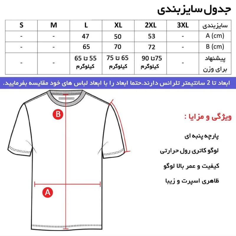 تیشرت آستین کوتاه مردانه طرح چلسی یقه گرد مشکی سایز بندی مناسب چهار فصل — تصویر ۵