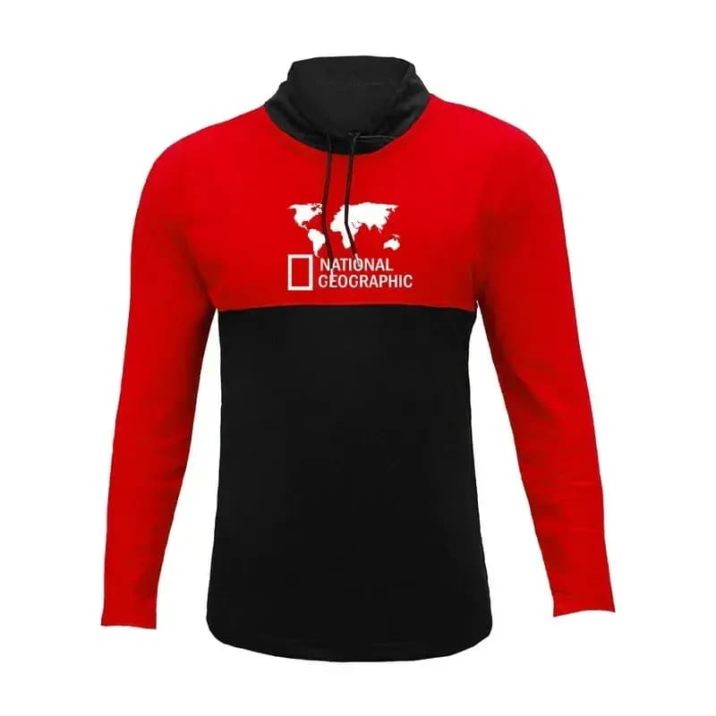 تیشرت آستین بلند مردانه جودون طرح نشنال قرمز-مشکی سایز L XL XXL — تصویر ۴