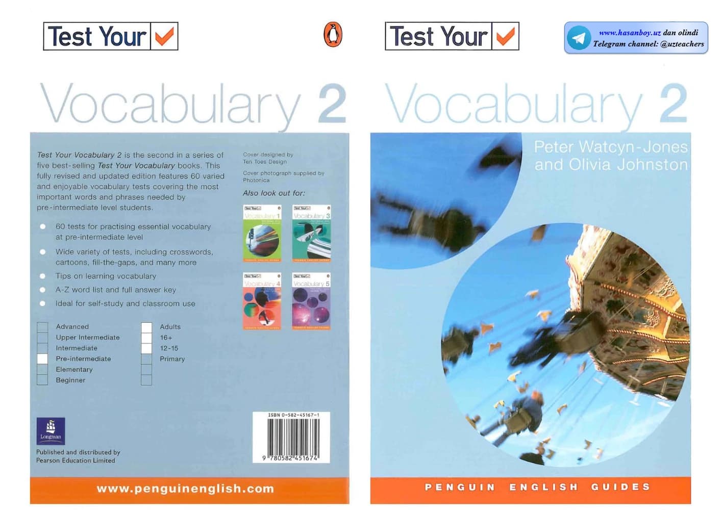 کتاب Test Your Vocabulary 2: Pre-Intermediate (سنجش دایره واژگان ۲، سطح پیش‌متوسط) نسخه انگلیسی PDF | پیتر واتسین-جونز و اولیویا جانستون