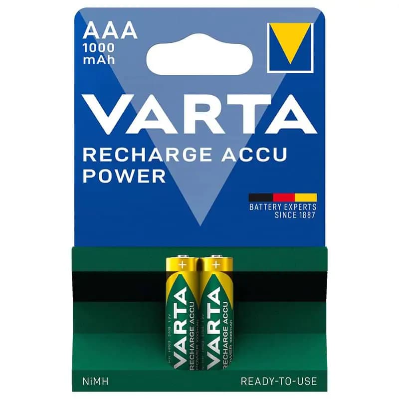 باتری نیم قلمی قابل شارژ وارتا مدل ACCU Power Ready-to-use 1000 بسته دو عددی