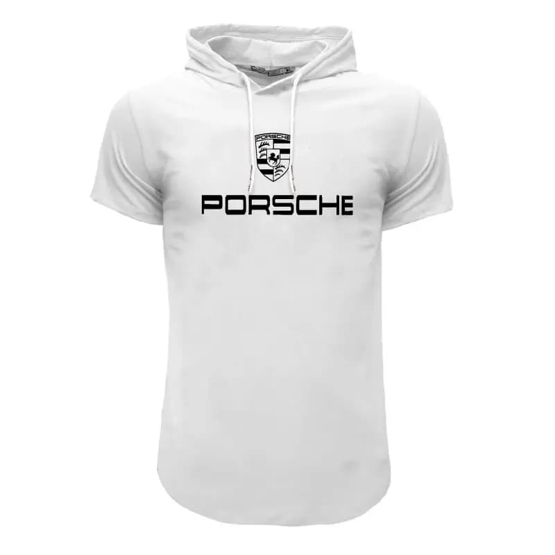 تیشرت کلاه دار مردانه طرح Porsche مدل F8057 مشکی قرمز سفید — تصویر ۸