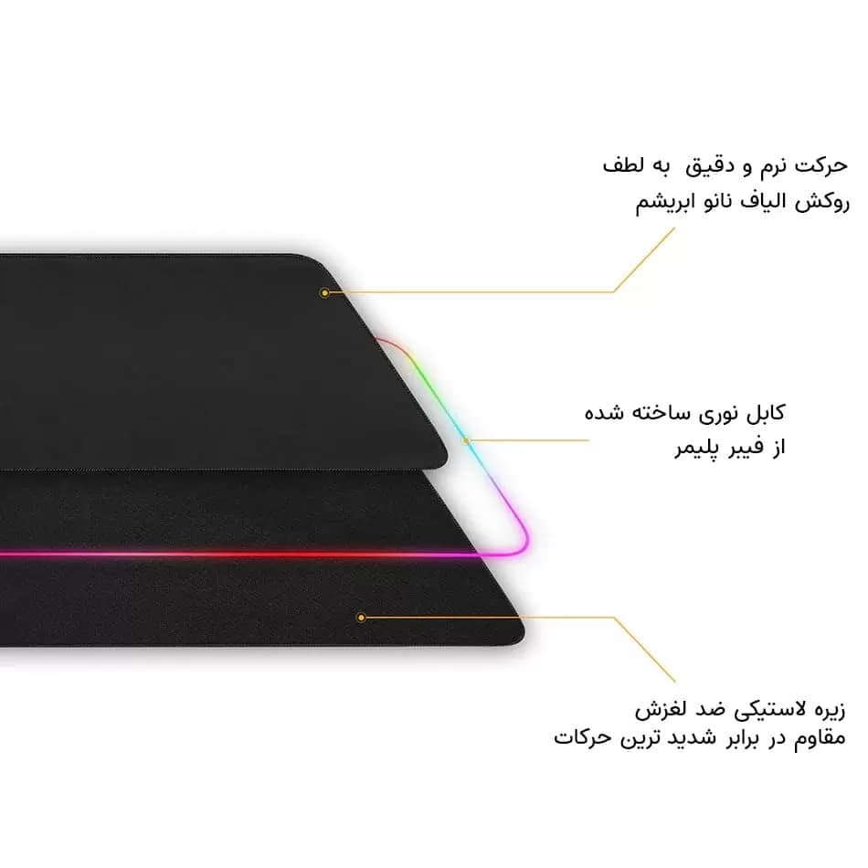 ماوس پد RGB مخصوص بازی 70X30 سانتی متر دور دوخت طرح RAZER — تصویر ۸