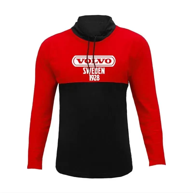تیشرت آستین بلند مردانه جودون طرح ولوو یقه ایستاده قرمز مشکی سایز L XL XXL — تصویر ۴