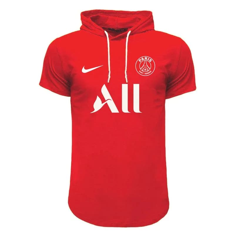 تیشرت کلاه دار مردانه طرح پاریس قرمز سایز بندی چهار فصل — تصویر ۴