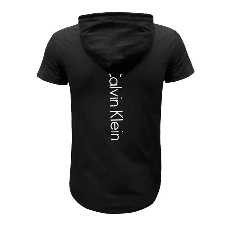 تیشرت کلاه دار مردانه مشکی طرحck مدلe5757 لوگو پرس حرارتی کره ای سایز بندی چهارفصل — تصویر ۳