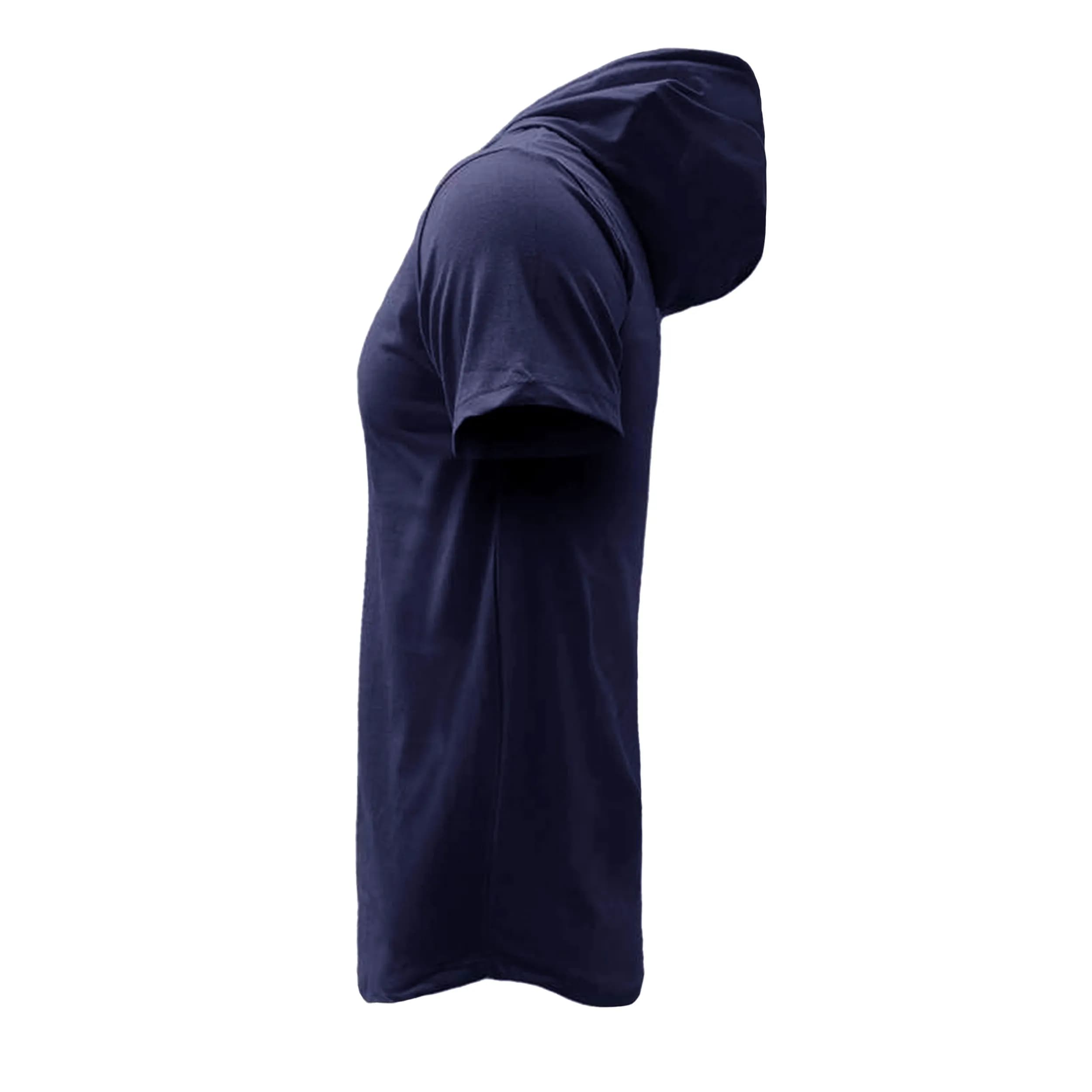 تی شرت آستین کوتاه کلاه دار مردانه سورمه ای طرح dream سایز L XL XXL — تصویر ۵