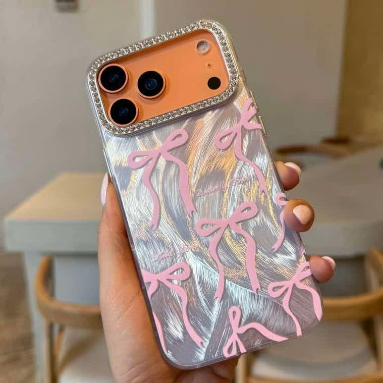 قاب گوشی دخترونه pink riboon c4164