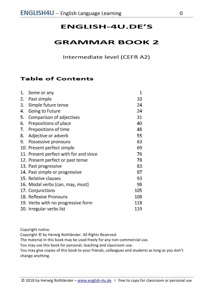 کتاب Grammar Book 2 / Grammar eBook 2 (کتاب الکترونیکی گرامر ۲، سطح متوسط) نسخه انگلیسی PDF | هِرویک روت‌لندر (Herwig Rothländer)