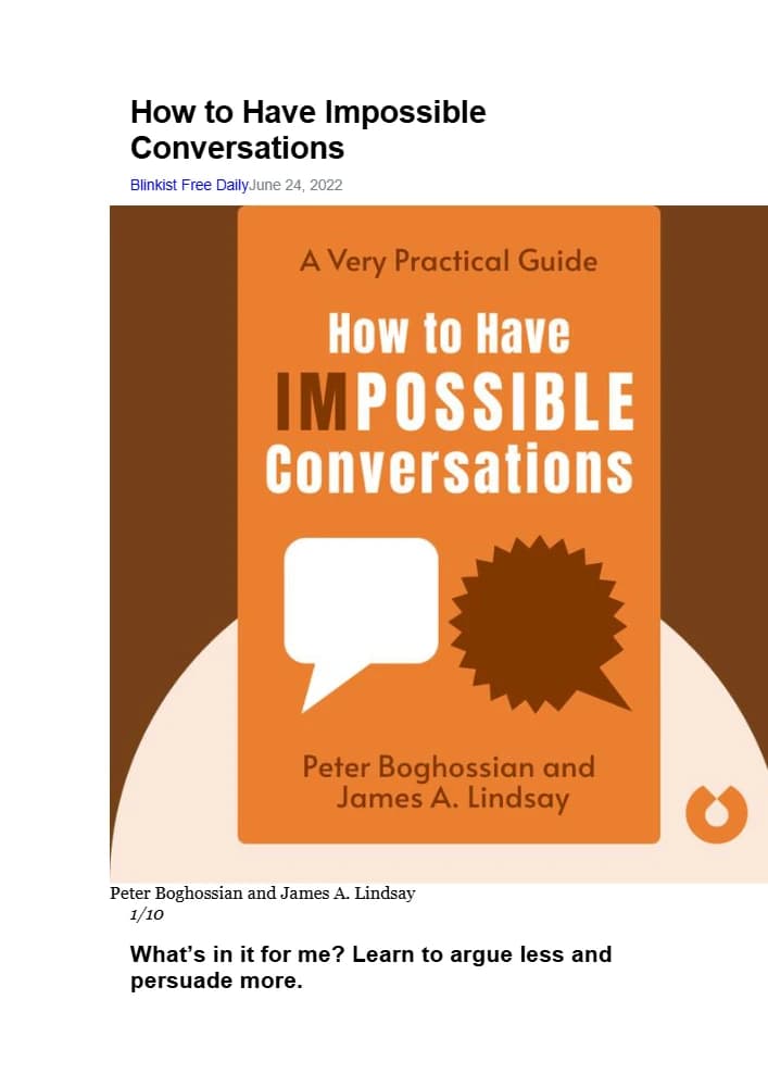 کتاب How to Have Impossible Conversations (چگونه گفتگوهای ظاهراً غیرممکن داشته باشیم) نسخه انگلیسی PDF | پیتر بوگوسیان، جیمز لیندزی