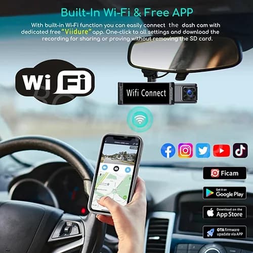 دوربین خودرو سه لنزه وای‌فای‌دار 1080P — تصویر ۵