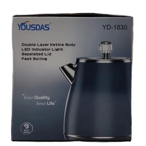 کتری برقی استیل دوجداره 1.8 لیتر یوسداس مدل YD-1830 | YOUSDAS — تصویر ۵