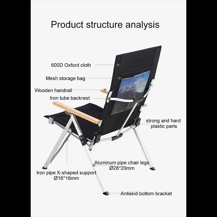 صندلی دسته دار نیچرهایک مدل aluminum alloy folding lying chair — تصویر ۳