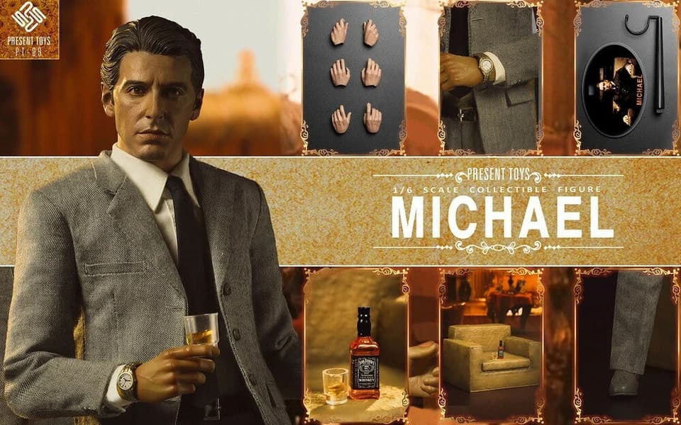 اکشن فیگور آل پاچینو مایکل کورلئونه برند پرزنت تویز مقیاس 1/6 مدل Present Toys Michael Corleone Al Pachino 1/6
