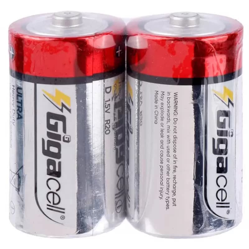 باتری دوتایی گیگاسل بزرگ سایز D مدل Ultra Heavy Duty R20 1.5V شرینک