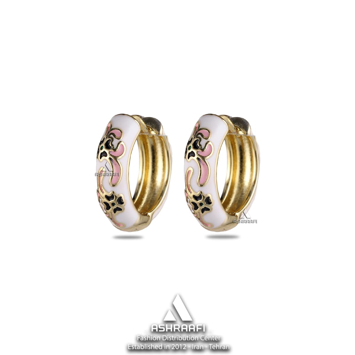 گوشواره حلقهای مینا کاری Enamel Hoop Earrings G1