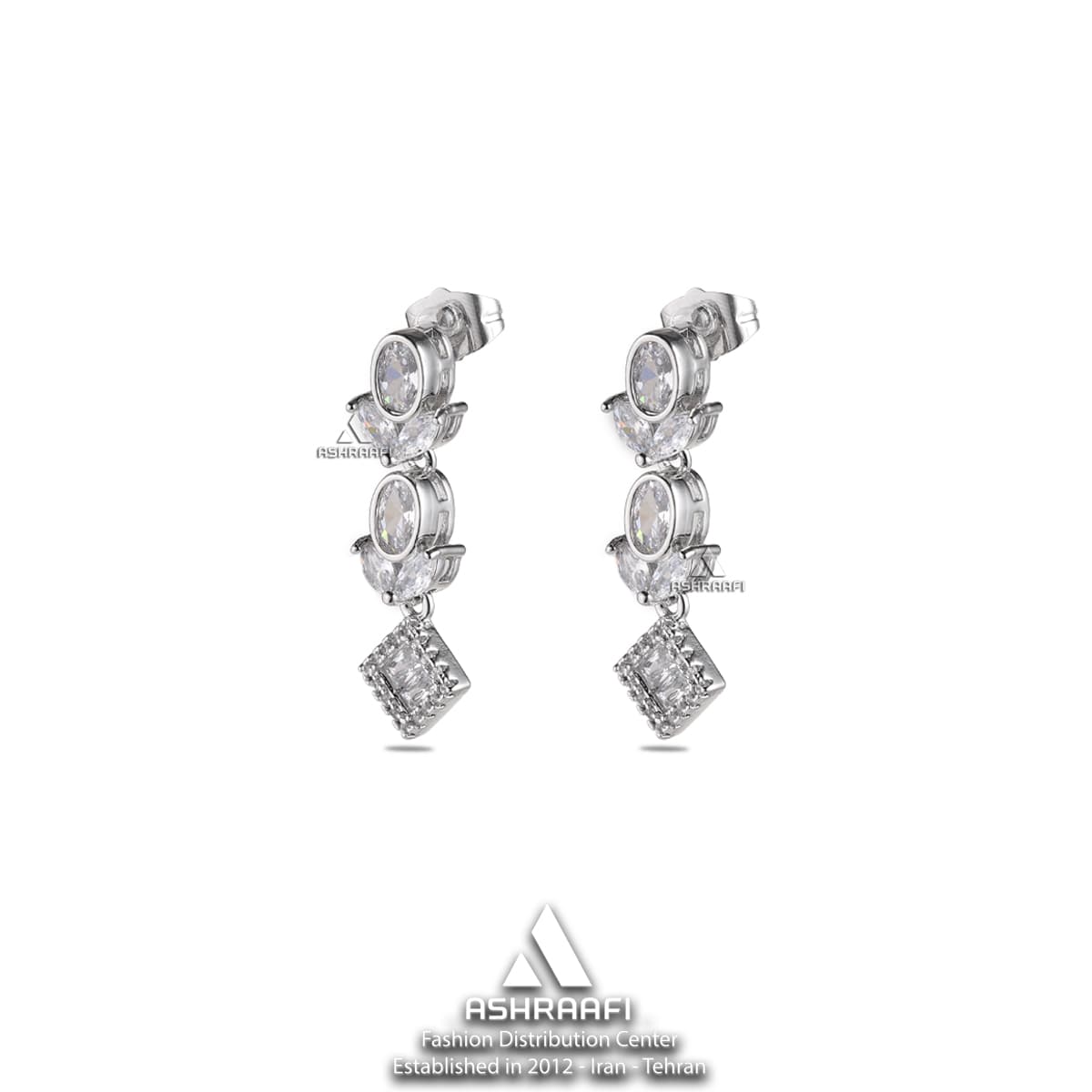 گوشواره الماسی نقرهای Diamond Earrings S9
