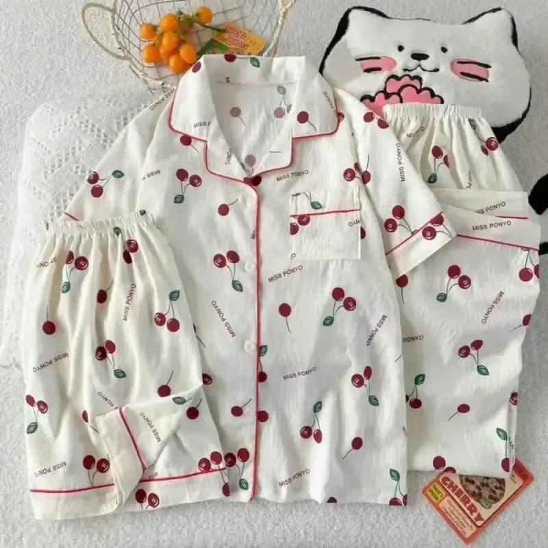 ست بلوز شلوار و شلوارک وارداتی 3 تیکه جیبدار زنانه و دخترانه پنبهای چهارفصل — تصویر ۲