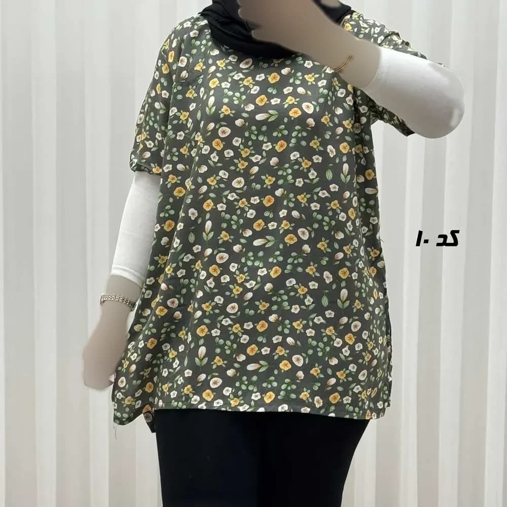 تیشرت نخی زنانه و دخترانه دکمه دار چهارفصل سایز بزرگ — تصویر ۳