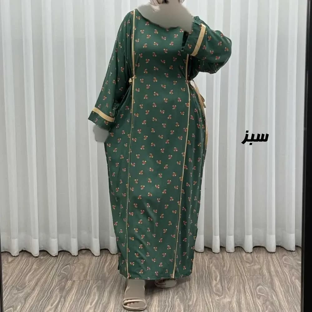 پیراهن ساحلی زنانه نخی گلریز فری سایز مناسب تا سایز 52 با کمر کشی — تصویر ۷