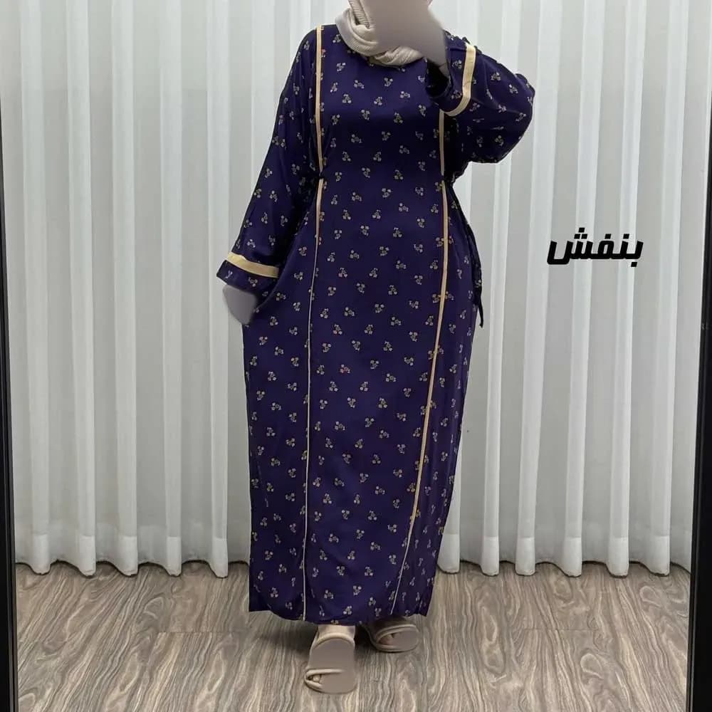 پیراهن ساحلی زنانه نخی گلریز فری سایز مناسب تا سایز 52 با کمر کشی — تصویر ۵
