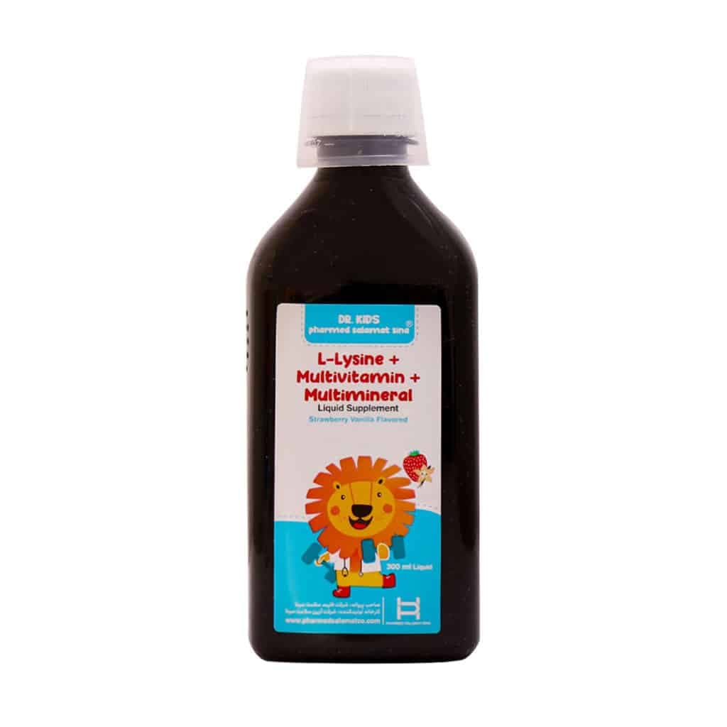 شربت ال لیزین و مولتی ویتامین و مینرال دکتر کیدز 300 میلی لیتر — تصویر ۴
